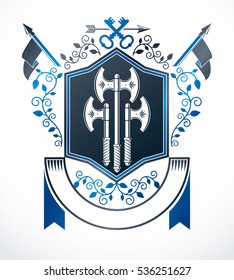 Heraldic signs vector vintage elements.