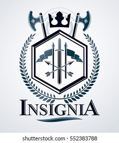Heraldic signs vector vintage elements.