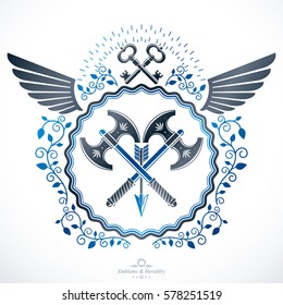 Heraldic signs vector vintage elements.