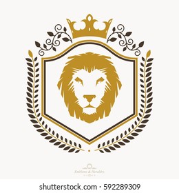 Heraldic signs vector vintage elements.
