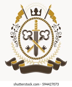 Heraldic signs vector vintage elements.