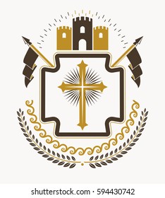 Heraldic signs vector vintage elements.
