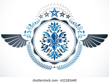 Heraldic signs vector vintage elements.