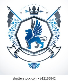 Heraldic signs vector vintage elements.