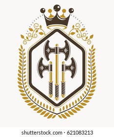 Heraldic signs vector vintage elements.