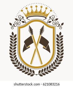 Heraldic signs vector vintage elements.