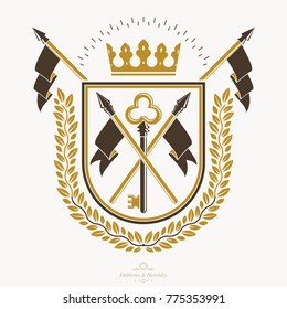 Heraldic signs vector vintage elements.