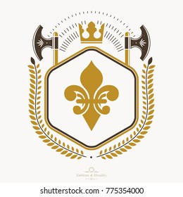 Heraldic signs vector vintage elements.