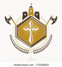 Heraldic signs vector vintage elements.