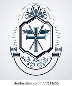 Heraldic signs vector vintage elements.