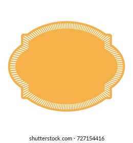 heraldic silhouette decorative frame in aged yellow color with striped edge vector illustration