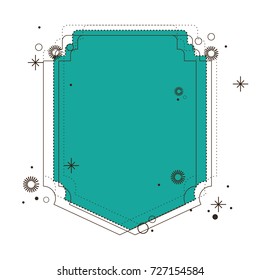 heraldic silhouette decorative frame in aged blue color vector illustration