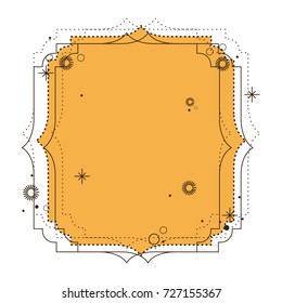 heraldic silhouette decorative frame in aged yellow color vector illustration