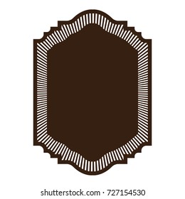 heraldic silhouette decorative frame in brown color with striped edge vector illustration