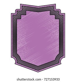 heraldic silhouette decorative frame in colored crayon purple and striped edge vector illustration