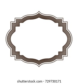 heraldic silhouette decorative rounded border in brown color with striped edge vector illustration