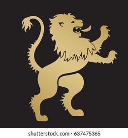 Heraldic silhouettes for signs and symbols - lion in gold color. Based on and inspired by old heraldry.