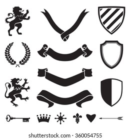 Heraldic silhouettes for signs and symbols (safety, security, military, medieval). Based on and inspired by old heraldry.