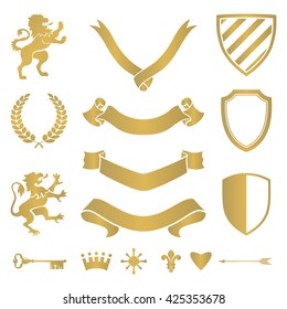 Heraldic silhouettes for signs and symbols (safety, security, military, medieval). Based on and inspired by old heraldry.