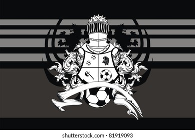 heraldic soccer lion background in vector format
