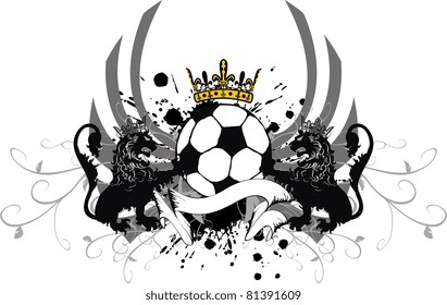 heraldic soccer lion crest in vector format
