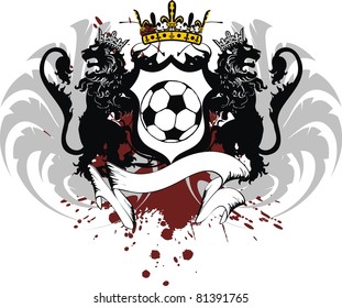 heraldic soccer lion crest in vector format