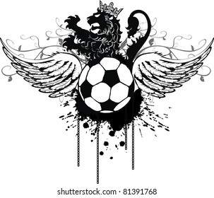 heraldic soccer lion crest in vector format
