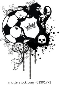 heraldic soccer lion crest in vector format