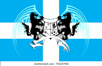 heraldic soccer wolf crest coat of arms background in vector format very easy to edit 