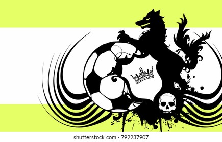 heraldic soccer wolf crest coat of arms background in vector format very easy to edit 