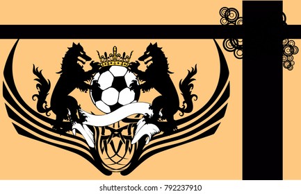heraldic soccer wolf crest coat of arms background in vector format very easy to edit 