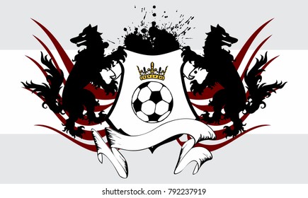 heraldic soccer wolf crest coat of arms background in vector format very easy to edit 