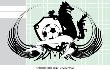 heraldic soccer wolf crest coat of arms background in vector format very easy to edit 