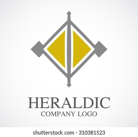 Heraldic square rhombus gold elegant abstract vector logo design template luxury office business icon professional company identity symbol concept