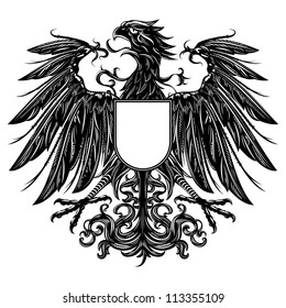 Heraldic Style Eagle Isolated On White