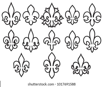 heraldic symbol fleur de lis set