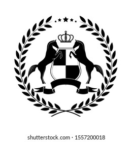 heraldic symbol horse with a shield vector illustration