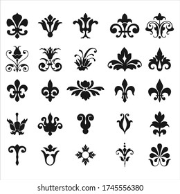 Heraldic symbols fleur de lis vector set French royal lily flowers