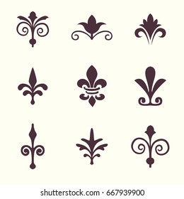 Heraldic symbols fleur de lis vector set
