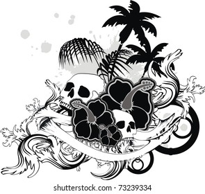 heraldic tropical skull ornament in vector format