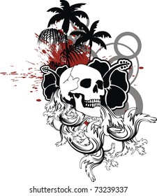 heraldic tropical skull ornament in vector format