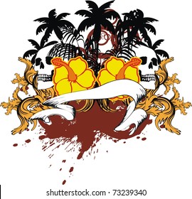 heraldic tropical skull ornament in vector format