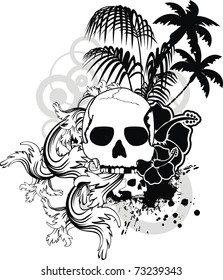 heraldic tropical skull ornament in vector format