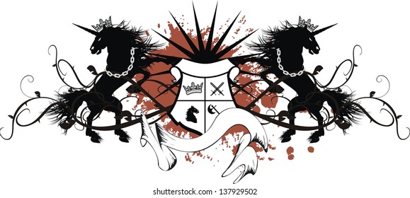 heraldic unicorn coat of arms in vector format very easy to edit