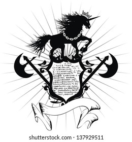 heraldic unicorn coat of arms in vector format very easy to edit