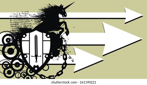 heraldic unicorn coat of arms wallpaper in vector format very easy to edit