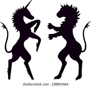 heraldic unicorn and lion