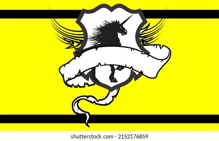 heraldic unicorn shield crest emblem coat of arms background in vector format