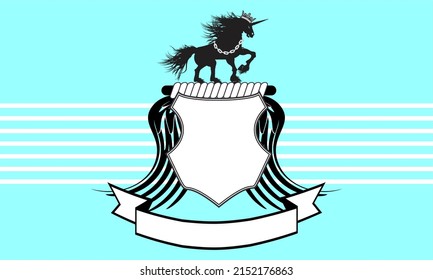 heraldic unicorn shield crest emblem coat of arms background in vector format