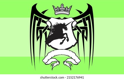 heraldic unicorn shield crest emblem coat of arms background in vector format